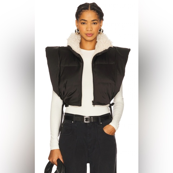 Isabel Marant Black Vest with Shearling Collar - Picture 1 of 5